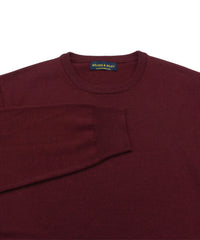 100% Pure Merino Wool Zegna Baruffa Crewneck Sweater - Burgundy close up