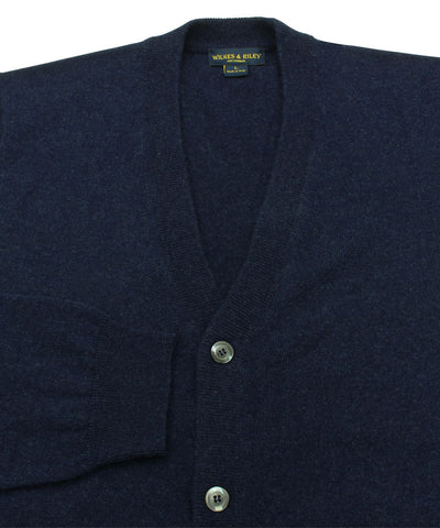 Wilkes & Riley 100% Cashmere Cardigan Sweater W/ Loro Piana Yarn - Navy close up