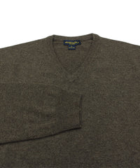 100% Cashmere Sweater w/ Loro Piana Yarn - Brown V-Neck