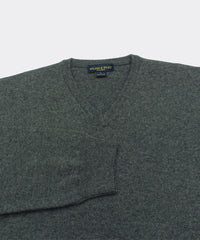 100% Cashmere Sweater w/ Loro Piana Yarn - Charcoal V-Neck