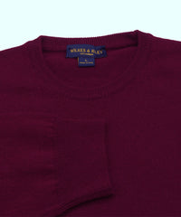100% Cashmere Crewneck Sweater W/ Loro Piana Yarn - Burgundy close up
