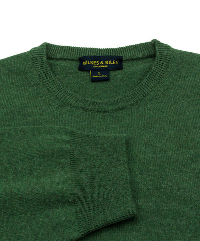 100% Cashmere Crewneck Sweater W/ Loro Piana Yarn - Forest Close Up