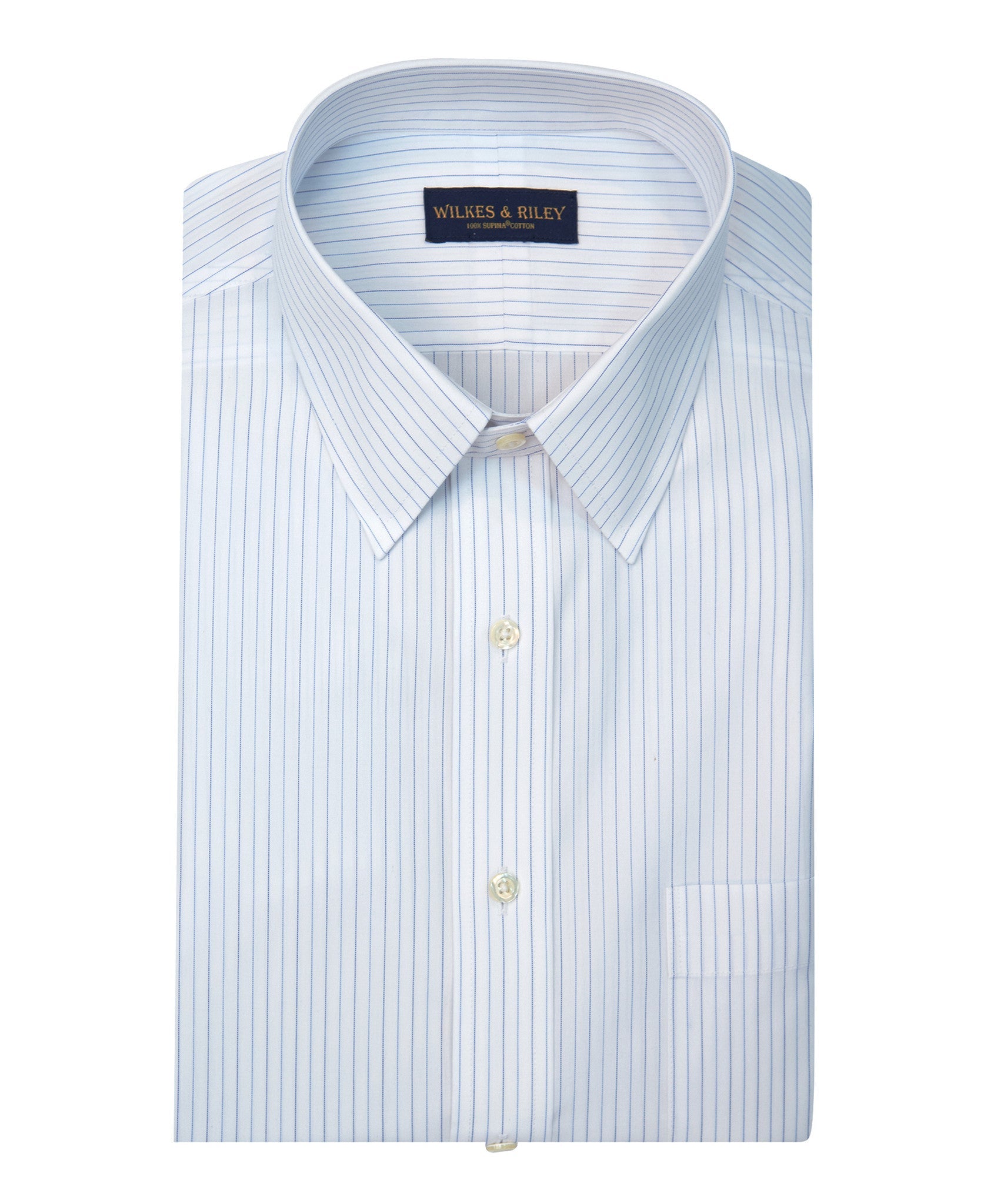Tailored Fit Alternating Stripe Point Collar Supima® Cotton Non - Iron Broadcloth Dress shirt - Wilkes & Riley, LLC