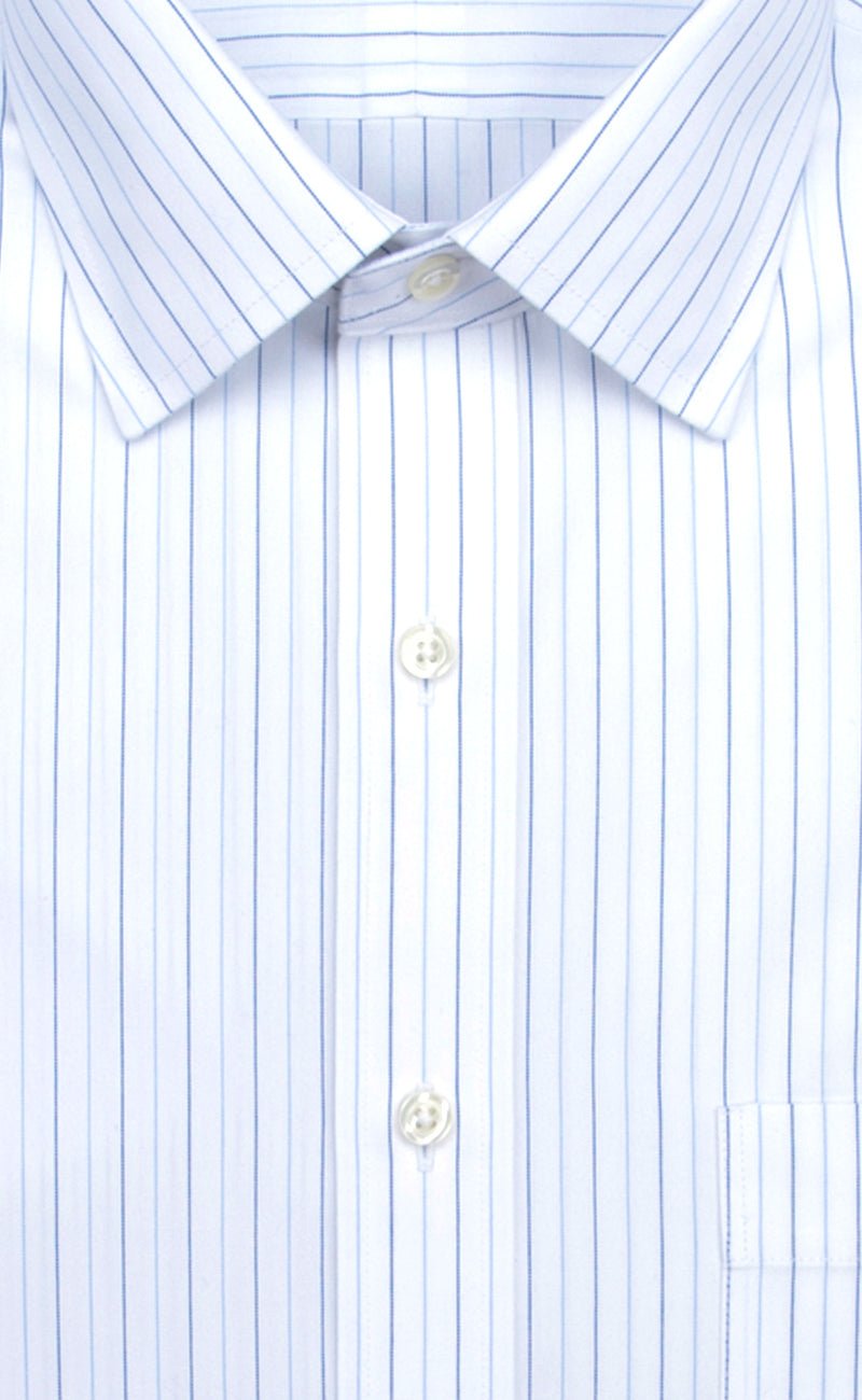 Tailored Fit Alternating Stripe Spread Collar Supima® Cotton Non - Iron Pinpoint Oxford Dress Shirt - Wilkes & Riley, LLC