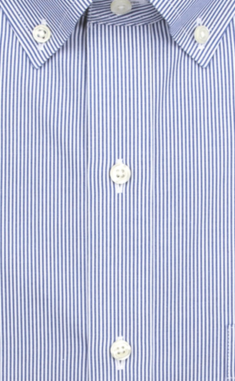 Tailored Fit Blue Fine Line Stripe Button - Down Collar Supima® Cotton Non - Iron Pinpoint Oxford Dress Shirt - Wilkes & Riley, LLC