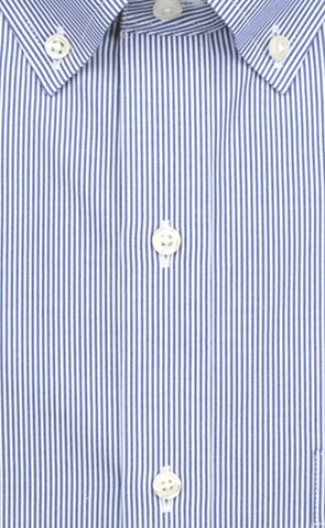 Tailored Fit Blue Fine Line Stripe Button - Down Collar Supima® Cotton Non - Iron Pinpoint Oxford Dress Shirt (B/T) - Wilkes & Riley, LLC