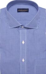 Tailored Fit Blue Gingham English Spread Collar Supima® Cotton Non - Iron Broadcloth - Wilkes & Riley, LLC