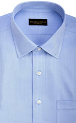 Tailored fit Blue Herringbone Spread Collar Supima® Cotton Non - Iron Dress Shirt - Wilkes & Riley, LLC