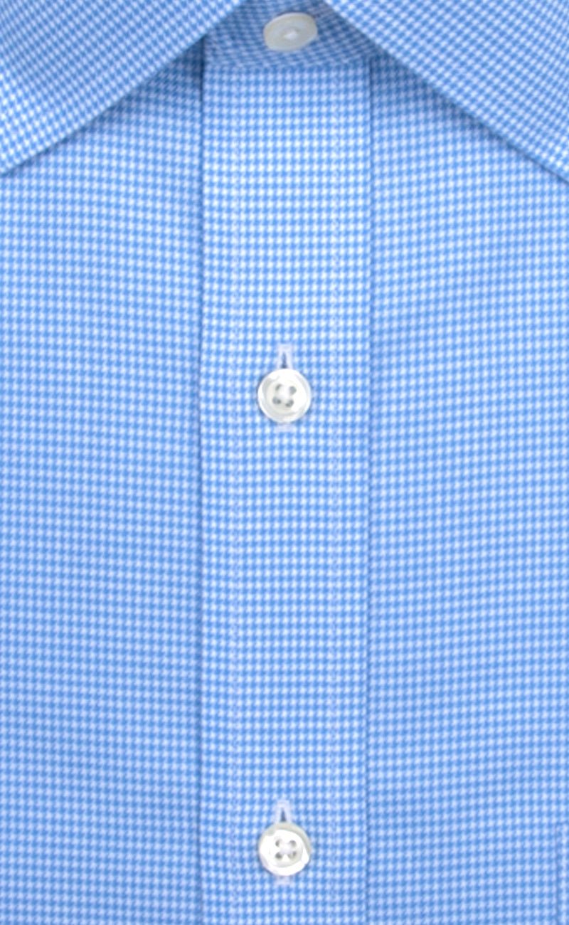 Tailored Fit Blue Houndstooth Spread Collar Supima® Cotton Non - Iron Twill Dress Shirt - Wilkes & Riley, LLC