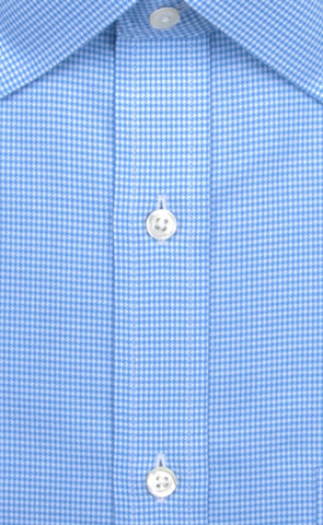 Tailored Fit Blue Houndstooth Spread Collar Supima® Cotton Non - Iron Twill Dress Shirt (B/T) - Wilkes & Riley, LLC