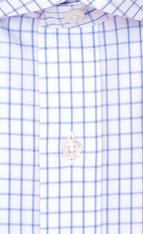 Tailored Fit Blue Large Check English Spread Collar Supima® Cotton Non - Iron Broadcloth Dress Shirt (B/T) - Wilkes & Riley, LLC