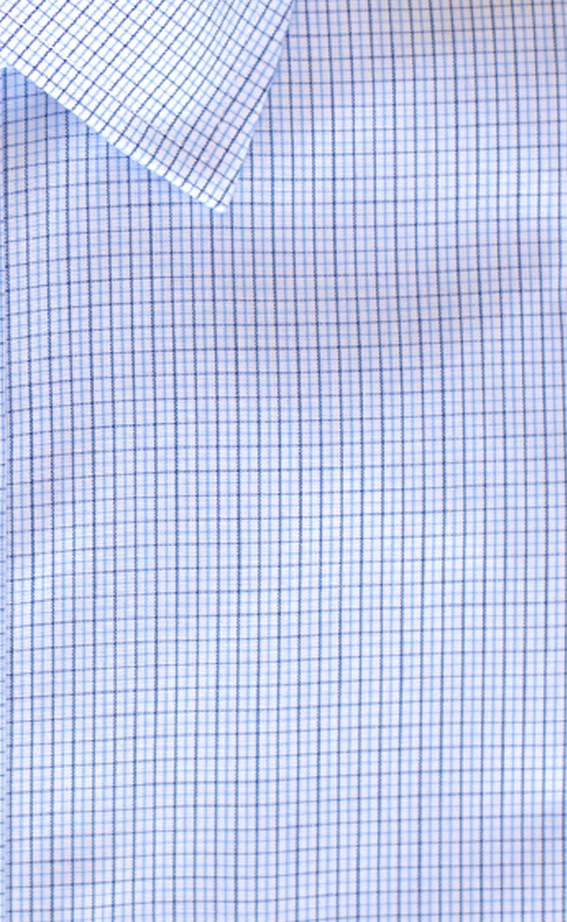 Tailored Fit Blue / Navy Microcheck Spread Collar Supima® Cotton Non - Iron Broadcloth Dress Shirt (B/T) - Wilkes & Riley, LLC