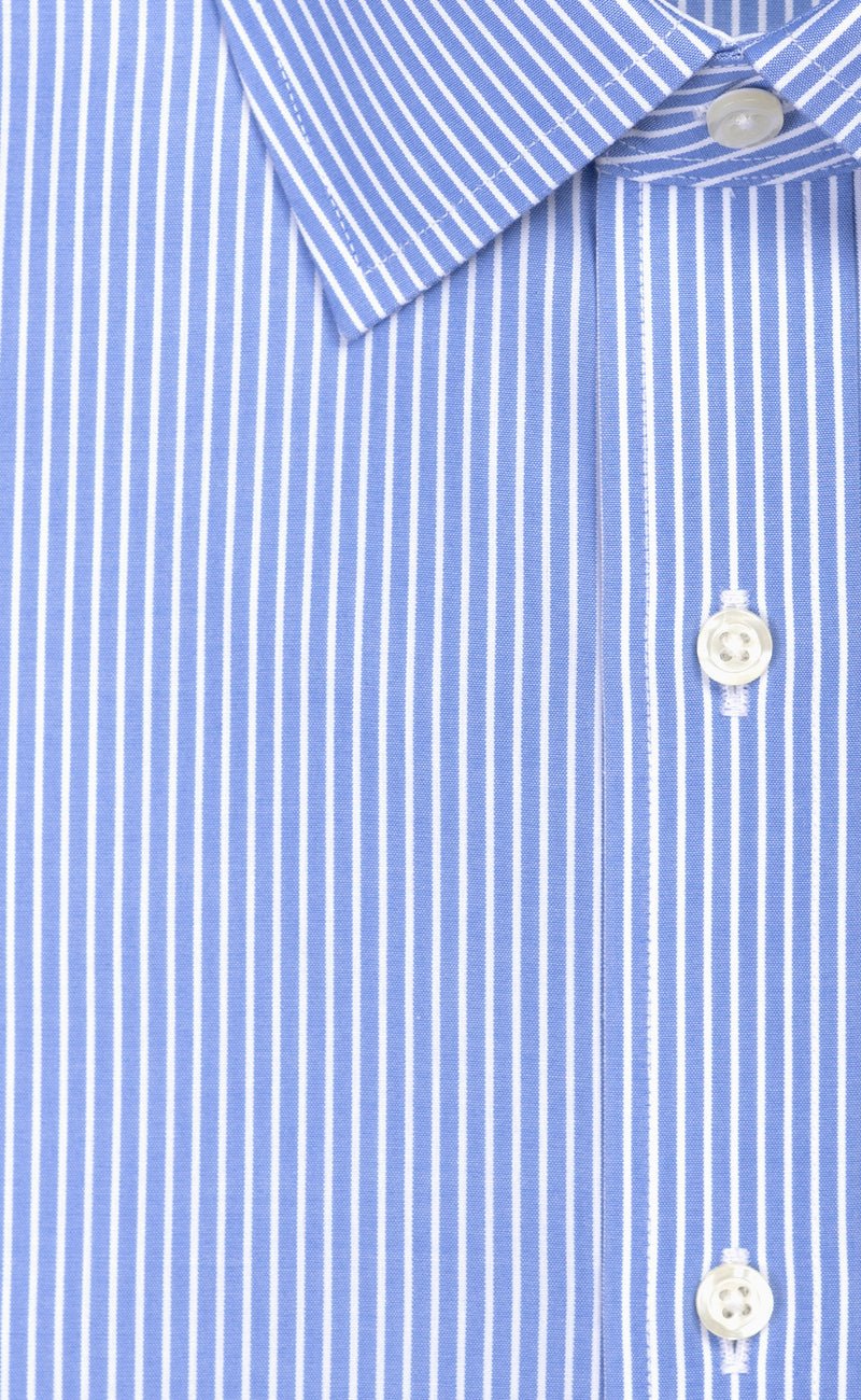 Tailored Fit Blue Reverse Stripe Spread Collar Supima® Cotton Non - Iron Broadcloth Dress Shirt - Wilkes & Riley, LLC
