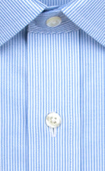 Tailored Fit Blue Stripe Spread Collar Supima® Cotton Non - Iron Twill Dress Shirt - Wilkes & Riley, LLC