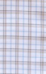 Tailored Fit Camel & Sky Twill Check Supima® Cotton Non - Iron Button - Down Collar Sport Shirt (B/T) - Wilkes & Riley, LLC