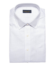Tailored Fit Grey Twill Check Spread Collar Supima® Cotton Non - Iron Dress Shirt - Wilkes & Riley, LLC
