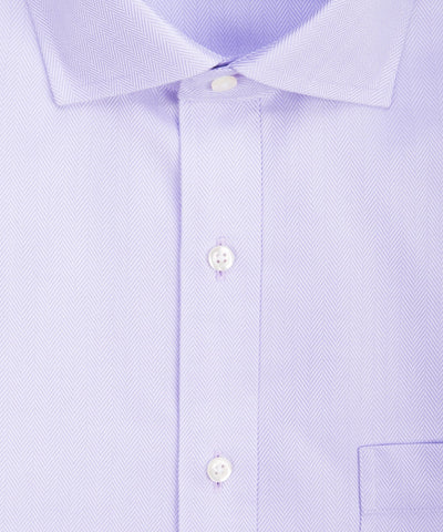 Tailored fit Lavendar Herringbone English Spread Collar Supima® Cotton Non - Iron Dress Shirt - Wilkes & Riley, LLC