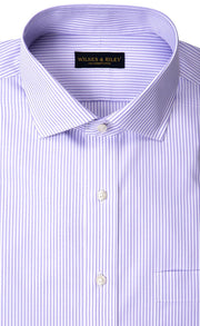 Tailored Fit Lavender Bengal Stripe English Spread Collar Supima® Cotton Non - Iron Broadcloth Dress Shirt (B/T) - Wilkes & Riley, LLC