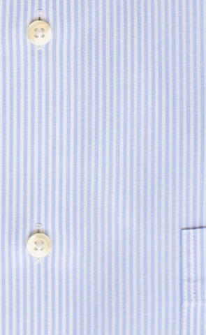 Tailored Fit Light Blue End On End Stripe Spread Collar Supima® Cotton Non - Iron Dress Shirt - Wilkes & Riley, LLC