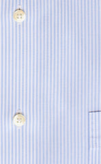 Tailored Fit Light Blue End On End Stripe Spread Collar Supima® Cotton Non - Iron Dress Shirt - Wilkes & Riley, LLC