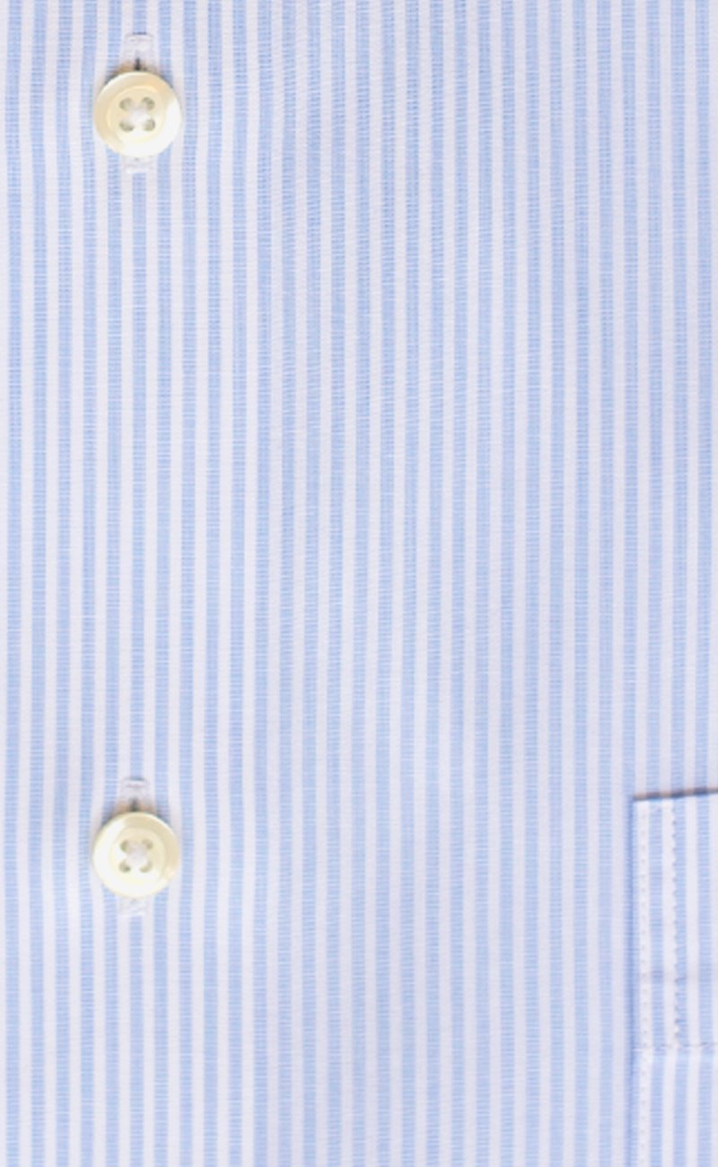 Tailored Fit Light Blue End On End Stripe Spread Collar Supima® Cotton Non - Iron Dress Shirt (B/T) - Wilkes & Riley, LLC