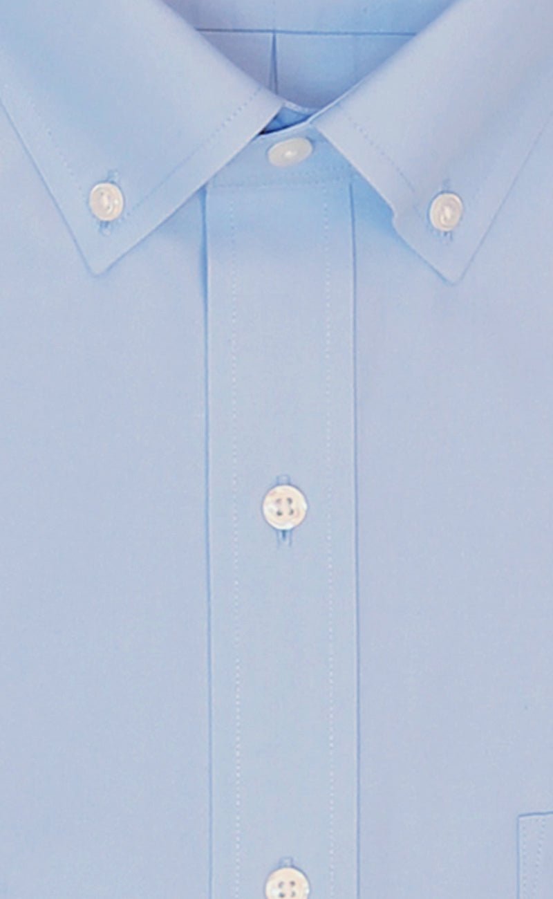 Tailored Fit Light Blue Solid Button - Down Collar Supima® Cotton Non - Iron Pinpoint Oxford Dress Shirt - Wilkes & Riley, LLC