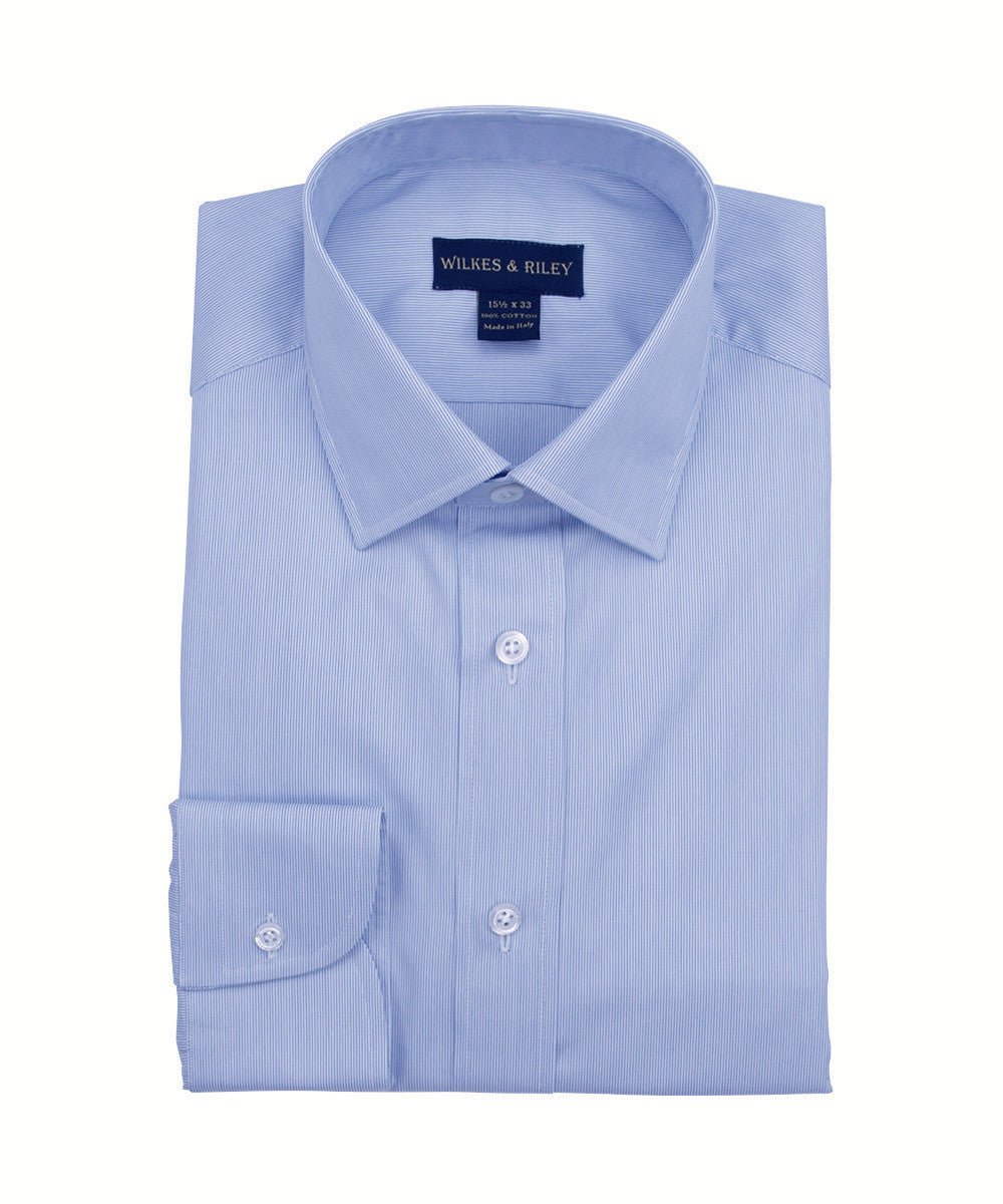 Tailored Fit Micro Stripe w/ White Ground Spread Collar - Wilkes & Riley, LLC