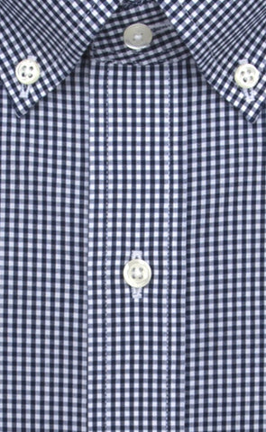 Tailored Fit Navy Gingham Button - Down Collar Supima® Cotton Non - Iron Broadcloth Sport Shirt - Wilkes & Riley, LLC
