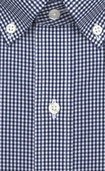Tailored Fit Navy Gingham Button - Down Collar Supima® Cotton Non - Iron Broadcloth Sport Shirt - Wilkes & Riley, LLC