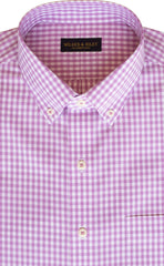 Tailored Fit Pink Gingham Check Button - Down Collar Supima® Non - Iron Cotton Broadcloth Sport Shirt - Wilkes & Riley, LLC