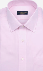 Tailored Fit Pink Solid Spread Collar Supima® Cotton Non - Iron Pinpoint Oxford Dress Shirt - Wilkes & Riley, LLC