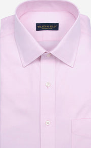 Tailored Fit Pink Solid Spread Collar Supima® Cotton Non - Iron Pinpoint Oxford Dress Shirt (B/T) - Wilkes & Riley, LLC
