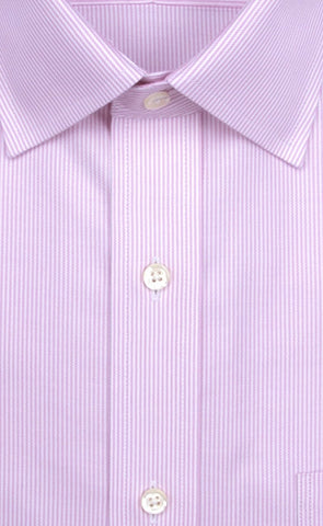 Tailored Fit Pink Stripe Spread Collar Supima® Cotton Non - Iron Twill Dress Shirt - Wilkes & Riley, LLC