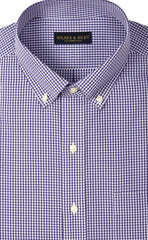 Tailored Fit Purple Gingham Button - Down Collar Supima® Cotton Non - Iron Broadcloth Sport Shirt - Wilkes & Riley, LLC