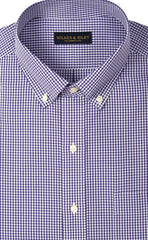 Tailored Fit Purple Gingham Button - Down Collar Supima® Cotton Non - Iron Broadcloth Sport Shirt (B/T) - Wilkes & Riley, LLC