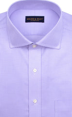Tailored Fit Purple Houndstooth English Spread Collar Supima® Cotton Non - Iron Twill Dress Shirt - Wilkes & Riley, LLC