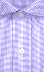 Tailored Fit Purple Houndstooth English Spread Collar Supima® Cotton Non - Iron Twill Dress Shirt - Wilkes & Riley, LLC