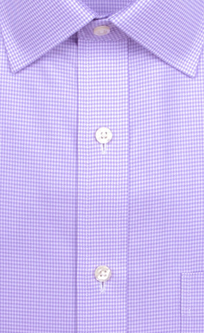 Tailored Fit Purple Houndstooth Spread Collar Supima® Cotton Non - Iron Twill Dress Shirt (B/T) - Wilkes & Riley, LLC