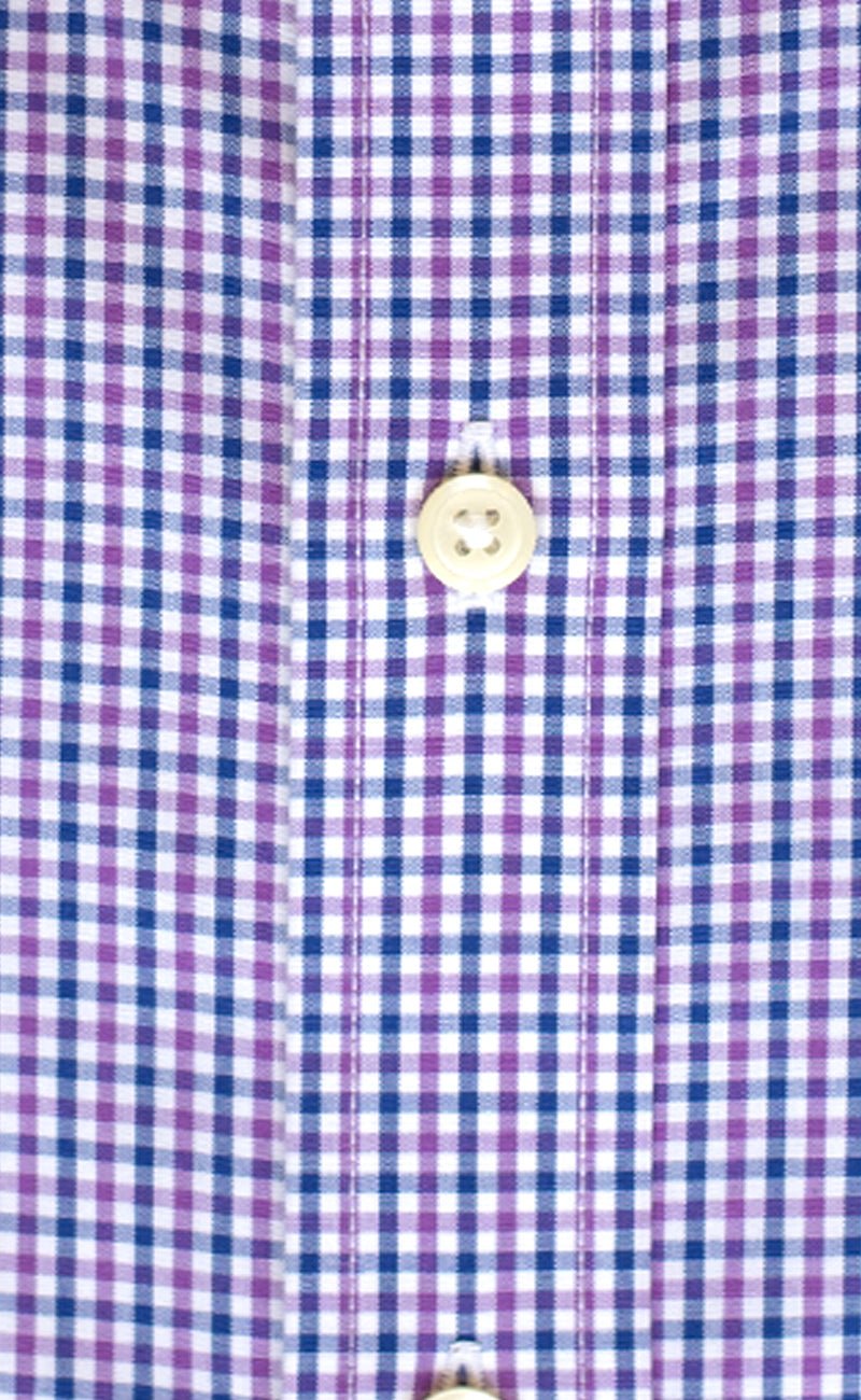 Tailored Fit Purple & Navy Check Button - Down Collar Supima® Cotton Non - Iron Broadcloth Sport Shirt - Wilkes & Riley, LLC