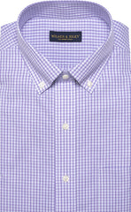 Tailored Fit Purple Plaid Button - Down Collar Supima® Cotton Non - Iron Broadcloth Dress Shirt - Wilkes & Riley, LLC