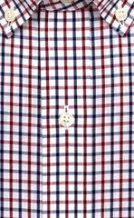 Tailored Fit Red / Navy Tattersall Button - Down Collar Supima® Cotton Non - Iron Broadcloth Sport Shirt (B/T) - Wilkes & Riley, LLC
