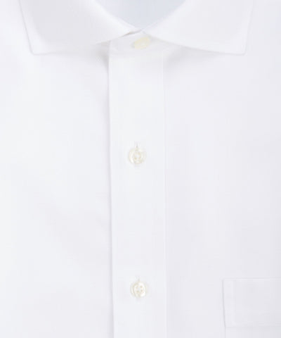 Tailored fit White Herringbone English Spread Collar Supima® Cotton Non - Iron Dress Shirt (B/T) - Wilkes & Riley, LLC