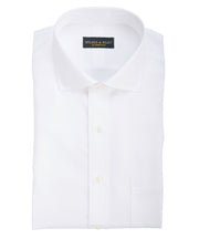 Tailored fit White Herringbone English Spread Collar Supima® Cotton Non - Iron Dress Shirt (B/T) - Wilkes & Riley, LLC