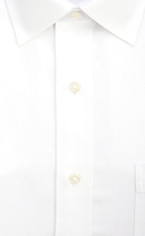 Tailored fit White Herringbone Spread Collar Supima® Cotton Non - Iron Dress Shirt - Wilkes & Riley, LLC