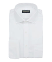 Tailored Fit White Royal Oxford English Spread Collar French Cuff Supima® Cotton Non - Iron Dress Shirt - Wilkes & Riley, LLC