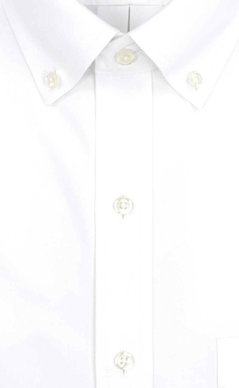 Tailored Fit White Solid Button - Down Collar Supima® Cotton Non - Iron Pinpoint Oxford Dress Shirt (B/T) - Wilkes & Riley, LLC