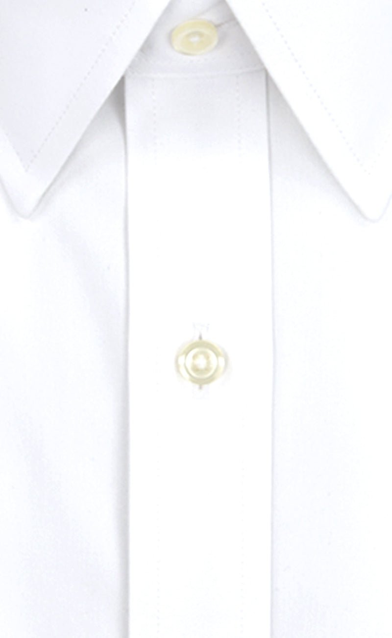 Tailored Fit White Solid Point Collar Supima® Cotton Non - Iron Pinpoint Oxford Dress Shirt - Wilkes & Riley, LLC