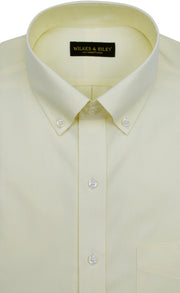 Tailored Fit Yellow Solid Button - Down Collar Supima® Cotton Non - Iron Pinpoint Oxford Dress Shirt - Wilkes & Riley, LLC