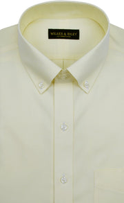 Tailored Fit Yellow Solid Button - Down Collar Supima® Cotton Non - Iron Pinpoint Oxford Dress Shirt (B/T) - Wilkes & Riley, LLC