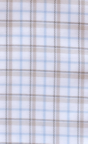 Tailored Fit Camel & Sky Twill Check Supima® Cotton Non-Iron Button-Down Collar Sport Shirt (B/T)